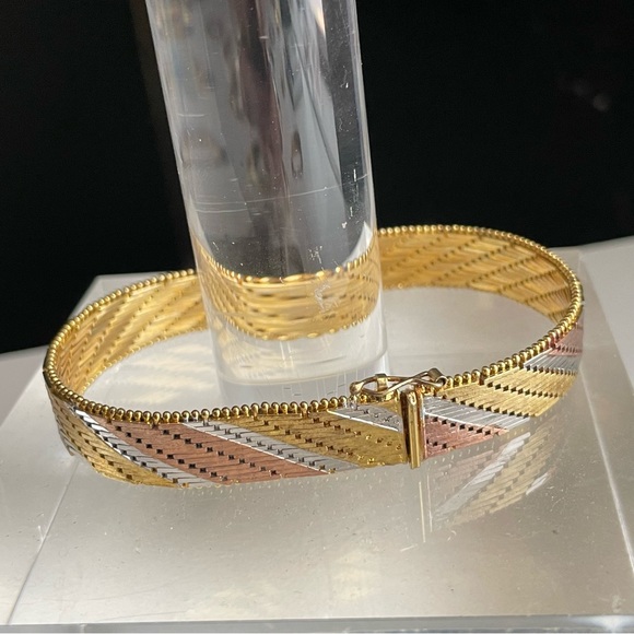 Milor sterling silver Multi Sterling Silver Gold Herringbone Cuff Bracelet - Picture 3 of 14
